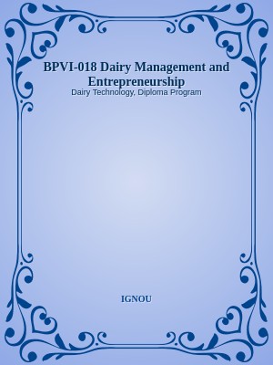 BPVI-018 Dairy Management and Entrepreneurship